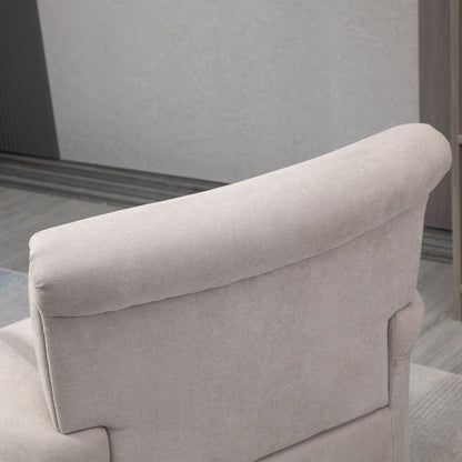 Fauteuil d'appoint rembourré avec tissu doux au toucher velours, accoudoirs roulés, gris