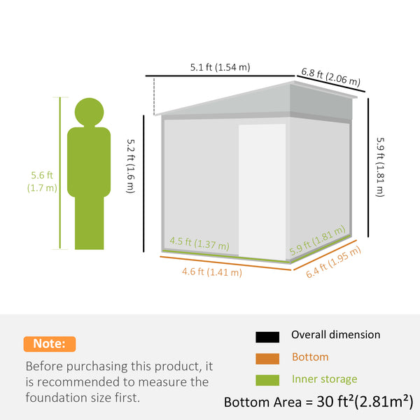 Abri de jardin adossé en métal avec fondation, porte coulissante et 2 aérations, blanc