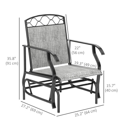 Lot de 2 chaises d'extérieur Outsunny, balancelles de patio avec assise en maille respirante épaisse, dossier haut, structure en acier, gris