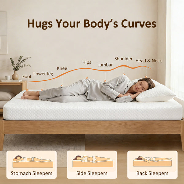 Matelas simple 6 po en mousse mémoire au gel, fermeté moyenne – Blanc et gris