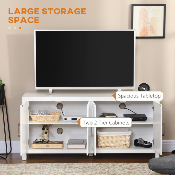 Buffet/TV stand with barn doors, 4 cable management holes, white