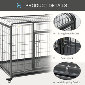 Cage pliable ultra-résistante avec double porte, roulettes verrouillables et plateau