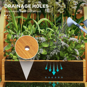 Jardinière en bois en forme de chariot à 3 niveaux