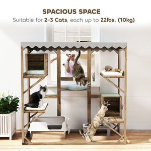 Enclos en bois avec fenêtre d'accès, bâche imperméable, marron