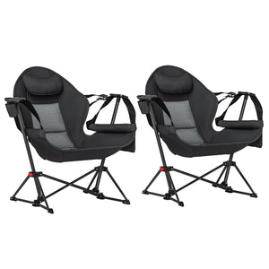 Lot de 2 chaises hamac de camping, dossier réglable, pliable avec porte-gobelet et siège rembourré