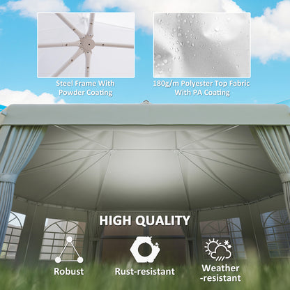 Outsunny 29 x 21 ft Decagon High-Pitch Party Tent with Canopy and 10 Removable Sidewalls, White