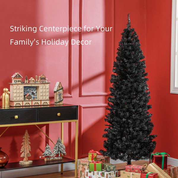 Sapin de Noël artificiel noir de 6 pieds avec ouverture automatique