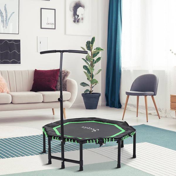 Mini trampoline 48 pouces, pliable, avec barre de maintien réglable, vert