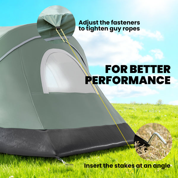 5-6 Person Family Tent, Outdoor Camping Tent with Lighting Hook, Carrying Bag for Camping, Hiking and Traveling, Green