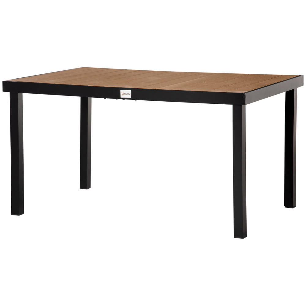Table de salle à manger d'extérieur en aluminium pour 6 personnes, finition naturelle – idéale pour patio, terrasse ou jardin