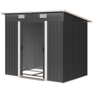 Abri de jardin en métal noir, 2,13 m x 1,22 m, verrouillable, pour outils et autres travaux de rangement.