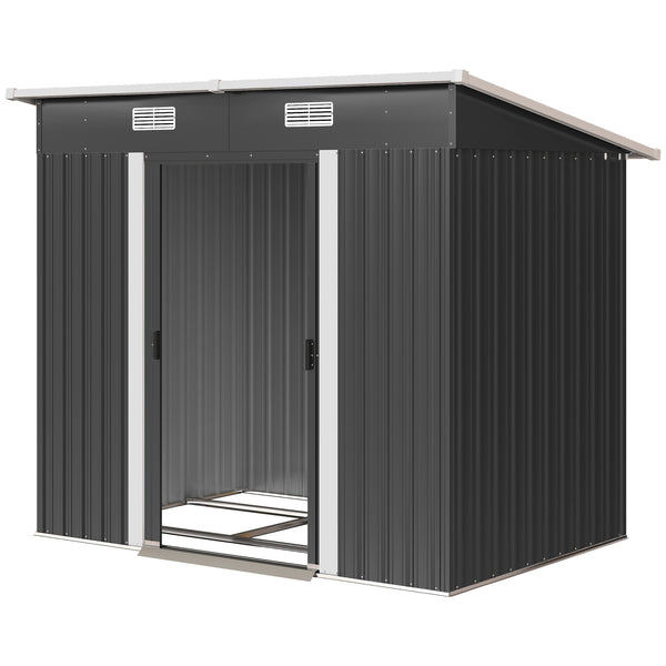 Abri de jardin en métal noir, 2,13 m x 1,22 m, verrouillable, pour outils et autres travaux de rangement.