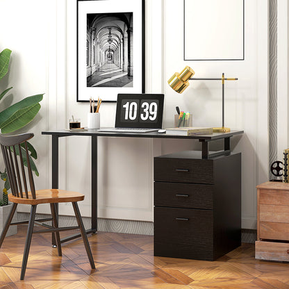 Bureau d'ordinateur moderne avec tiroirs de rangement, noir