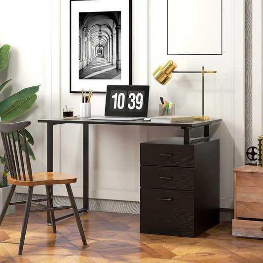 Bureau d'ordinateur moderne avec tiroirs de rangement, noir