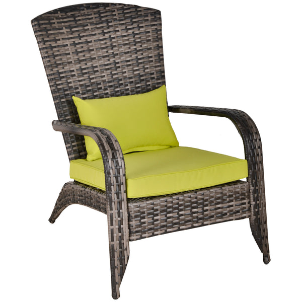 Fauteuil Adirondack en résine tressée avec coussins moelleux, vert