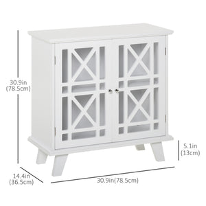 Buffet avec portes ajourées et étagère, blanc