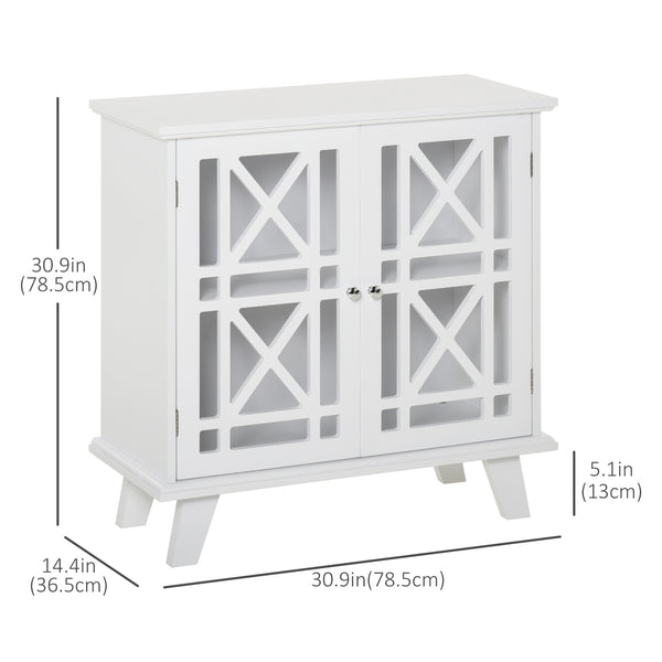 Buffet avec portes ajourées et étagère, blanc