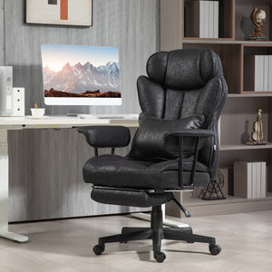 Office chair with footrest and lumbar support, black