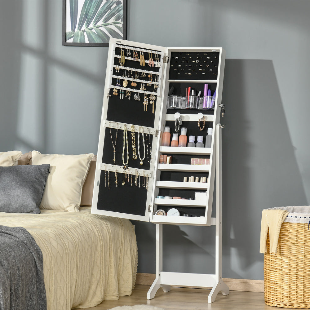 Armoire à bijoux verrouillable avec éclairage LED, blanc