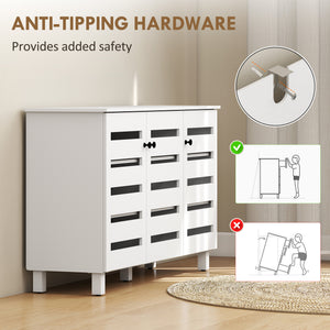 Meuble à chaussures avec 2 armoires et tablettes ajustables pour 15 paires, blanc