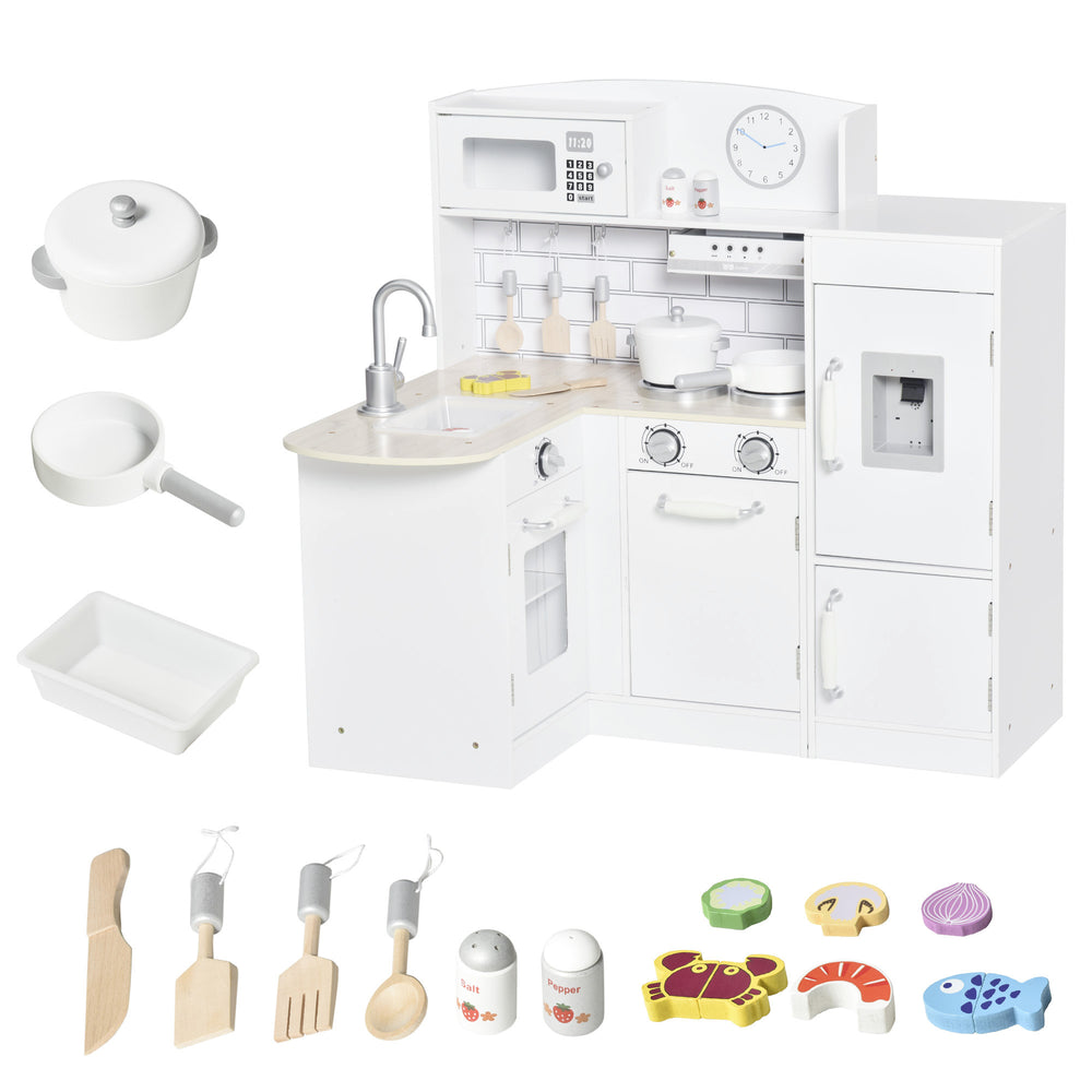 Cuisine pour enfants avec fontaine à eau, micro-ondes et accessoires, blanc