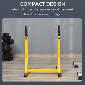 Soozier Dip Station, Body Press Parallel Bar with 10 Adjustable Height, Home Gym Workout Trainer Dip Bar, Yellow