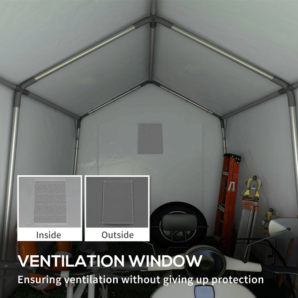 Portable garden shed with roll-up door, dark grey