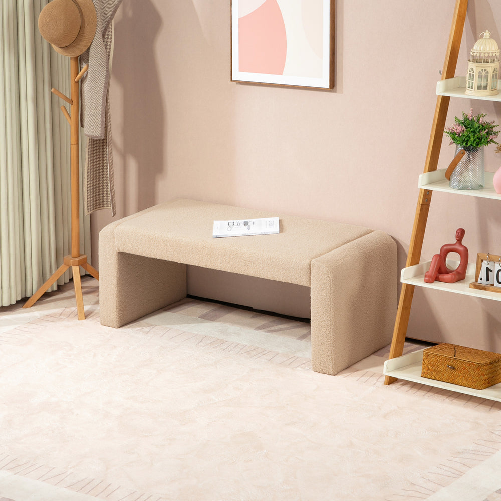 Banc de chambre rembourré, marron clair