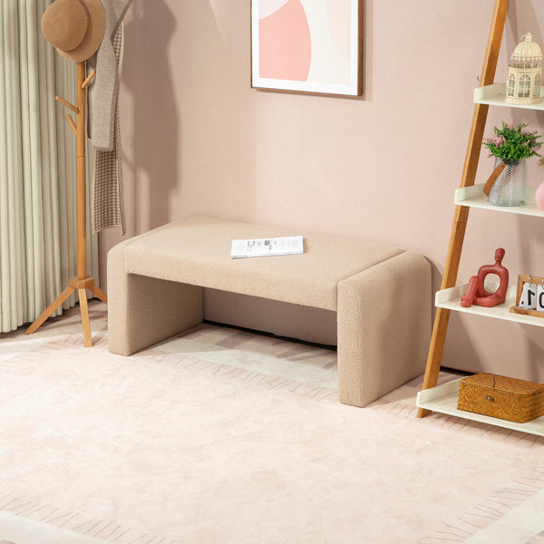 Banc de chambre rembourré, marron clair
