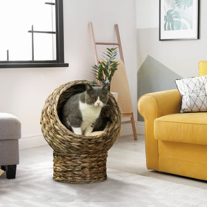 Panier pour chat en osier avec coussin et support