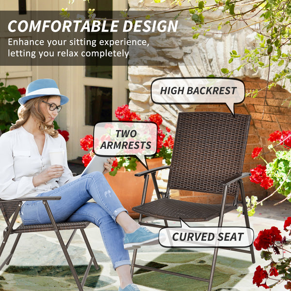 Ensemble de 2 chaises de jardin en résine tressée, marron