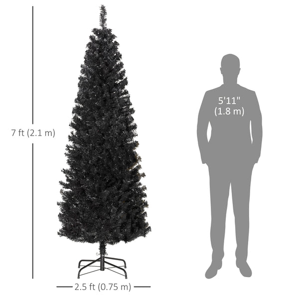 Sapin de Noël artificiel noir de 7 pieds avec ouverture automatique