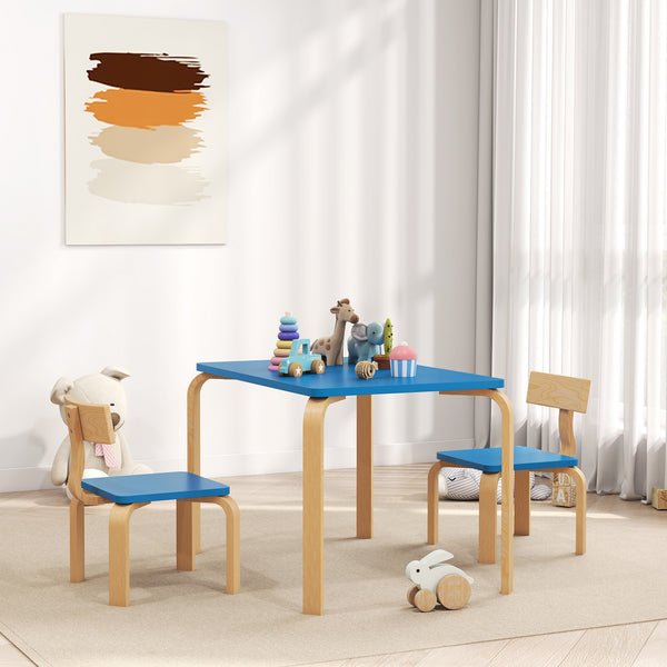 Ensemble table et 2 chaises, bleu