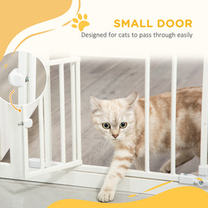 Barrière pour animaux extra large à fixation par pression avec chatière, blanche