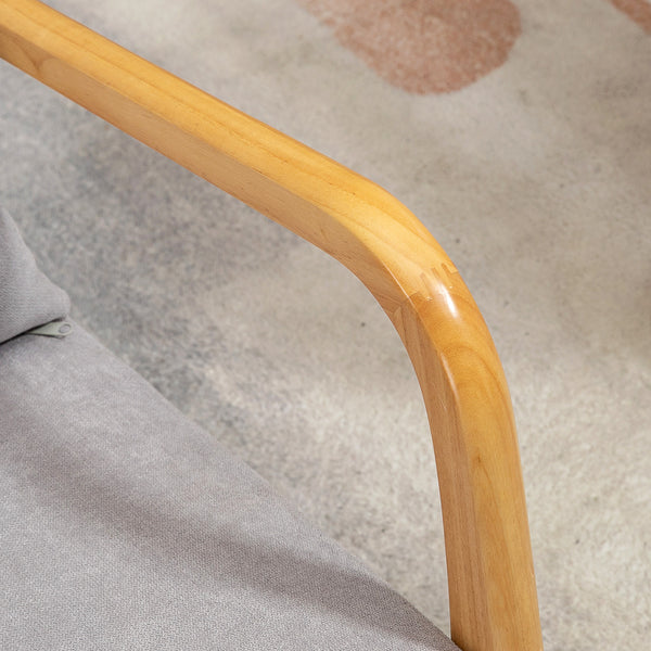 Fauteuil lounge en tissu avec pieds en bois et rembourrage épais, gris