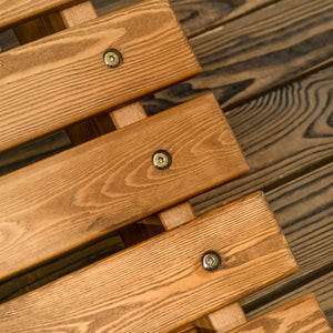 Chaise longue d'extérieur en bois, design incurvé, teck