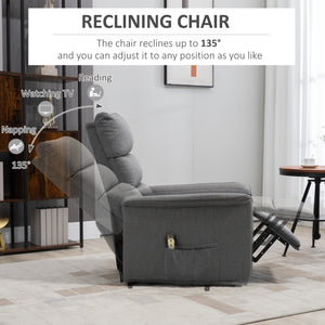 Fauteuil releveur pour personnes âgées inclinable électrique avec télécommande, gris foncé