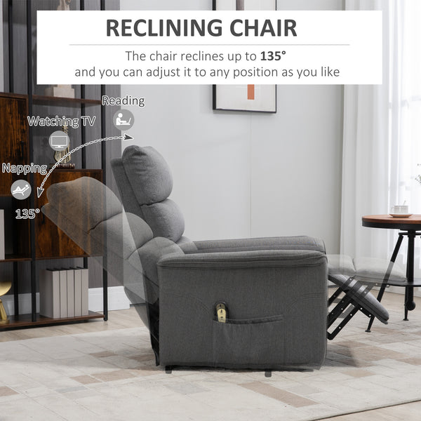 Fauteuil releveur pour personnes âgées inclinable électrique avec télécommande, gris foncé