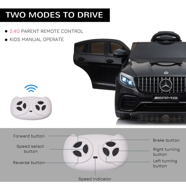 Voiture électrique 12 V avec télécommande et suspension, noir