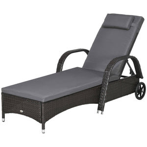 Chaise longue with headrest and 5-level adjustable backrest