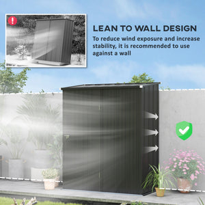 Abri de jardin en acier avec porte verrouillable simple, noir