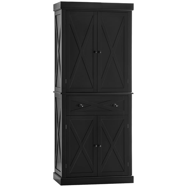 Meuble de rangement avec 4 portes, tiroir et étagères réglables, noir