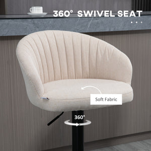 Bar Stools Set of 2, Swivel Counter Height Barstools with Back, Footrest, Adjustable Height, Beige
