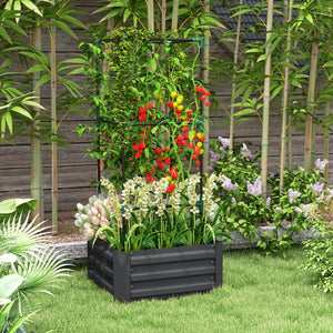 Galvanized planter with 3-tier trellis, grey 