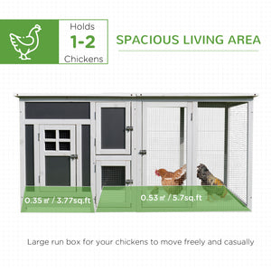 63" Wooden Chicken Coop with Nesting Box and Run