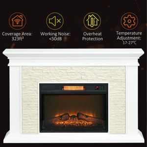 Cheminée électrique de 1400 W avec manteau blanc