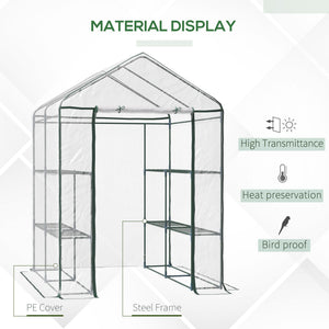Portable garden greenhouse with 8 shelves