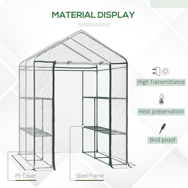 Portable garden greenhouse with 8 shelves