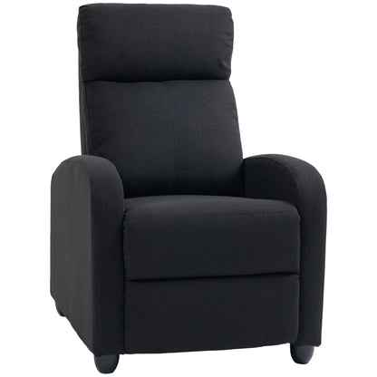 Fabric Recliner Chair, Single Recliner with Padded Seat for Living Room, Black