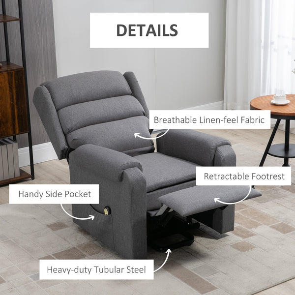 Fauteuil releveur pour personnes âgées avec repose-pieds, gris